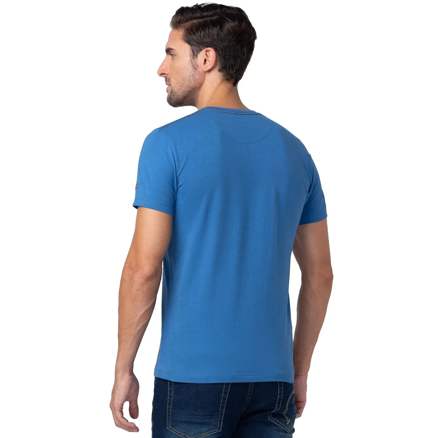 Blue Regular Fit Men's Short Sleeves T-Shirt by Being Human Clothing - Image 3