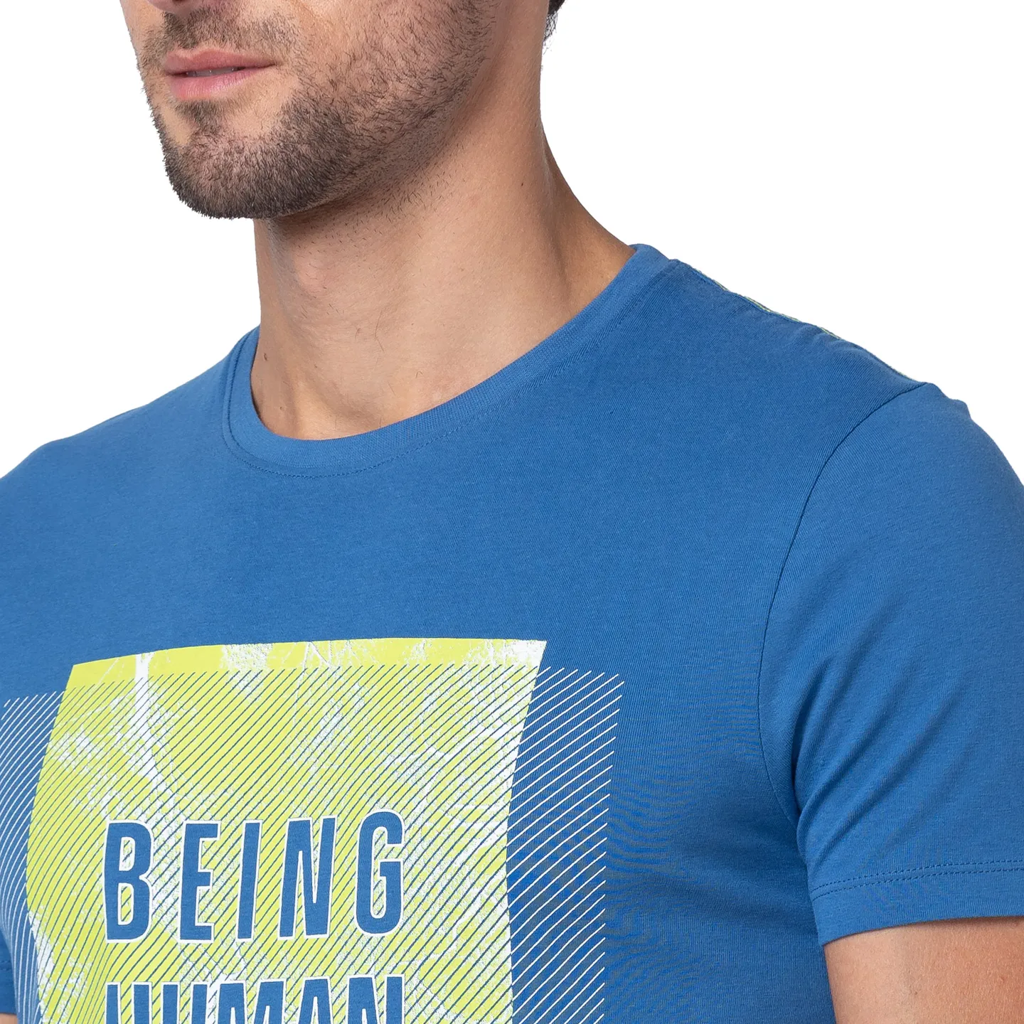 Blue Regular Fit Men's Short Sleeves T-Shirt by Being Human Clothing - Image 5