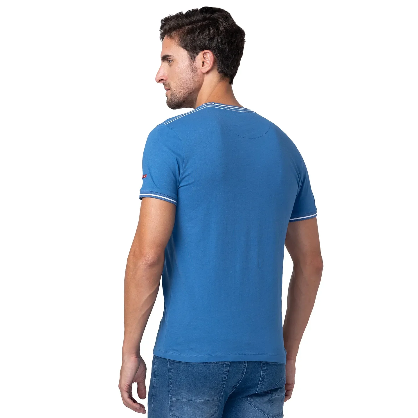 Blue Regular Fit Men's Short Sleeves T-Shirt by Being Human Clothing - Image 3
