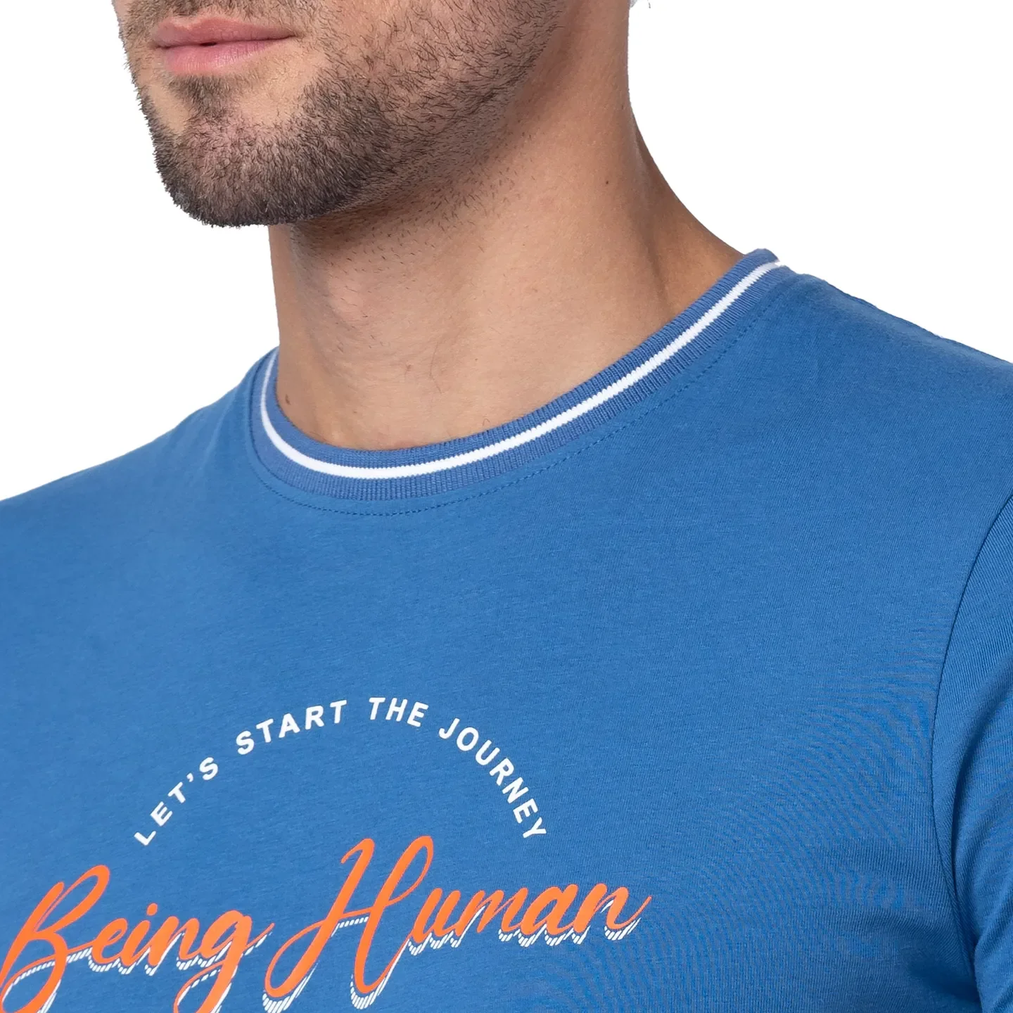Blue Regular Fit Men's Short Sleeves T-Shirt by Being Human Clothing - Image 5