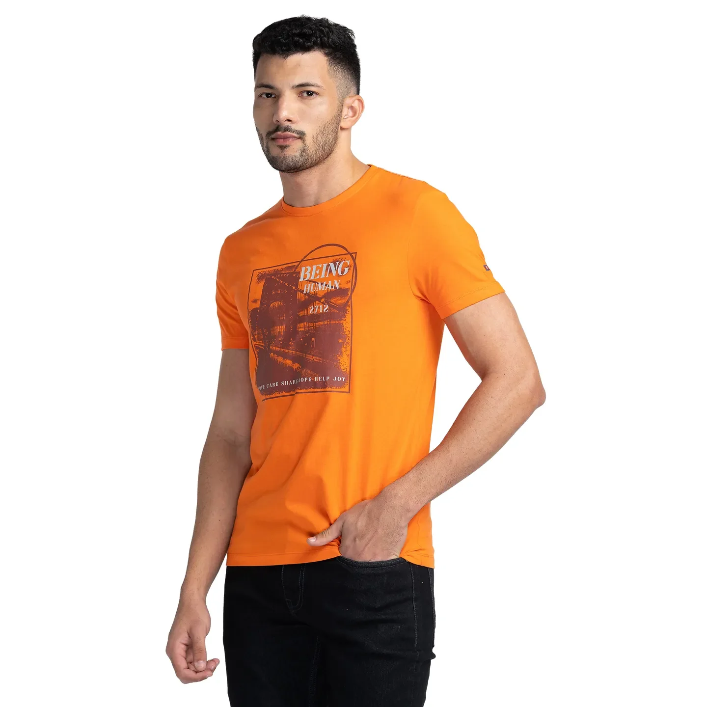 Blue Regular Fit Men's Short Sleeves T-Shirt by Being Human Clothing - Image 4