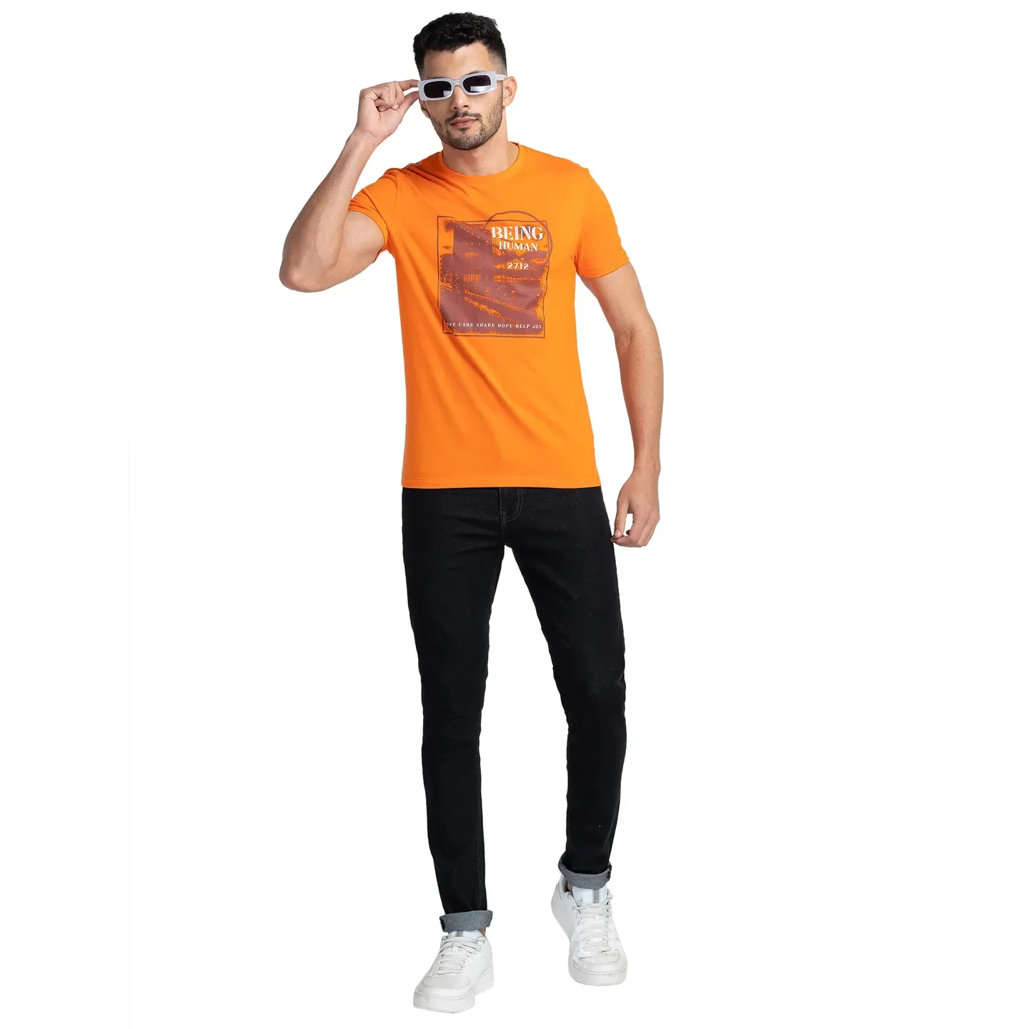 Blue Regular Fit Men's Short Sleeves T-Shirt by Being Human Clothing - Image 6