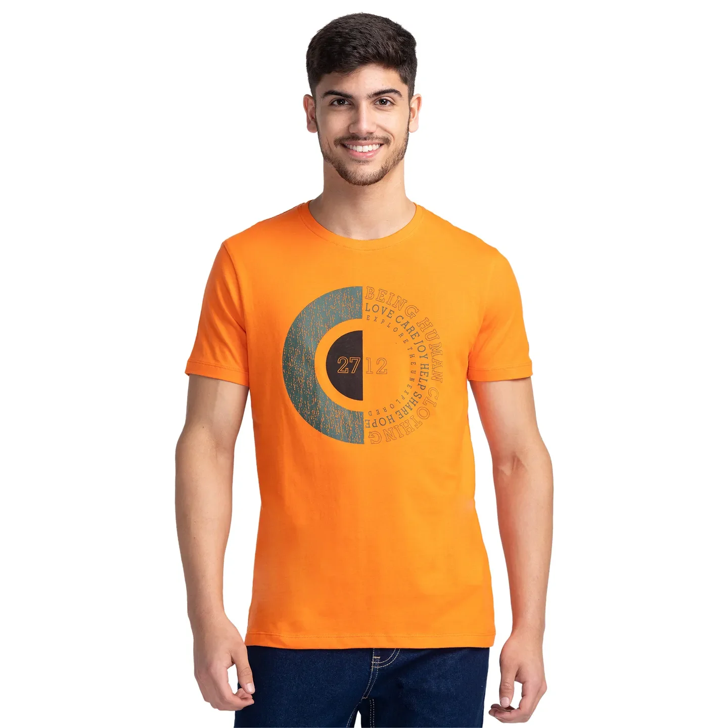 Blue Regular Fit Men's Short Sleeves T-Shirt by Being Human Clothing