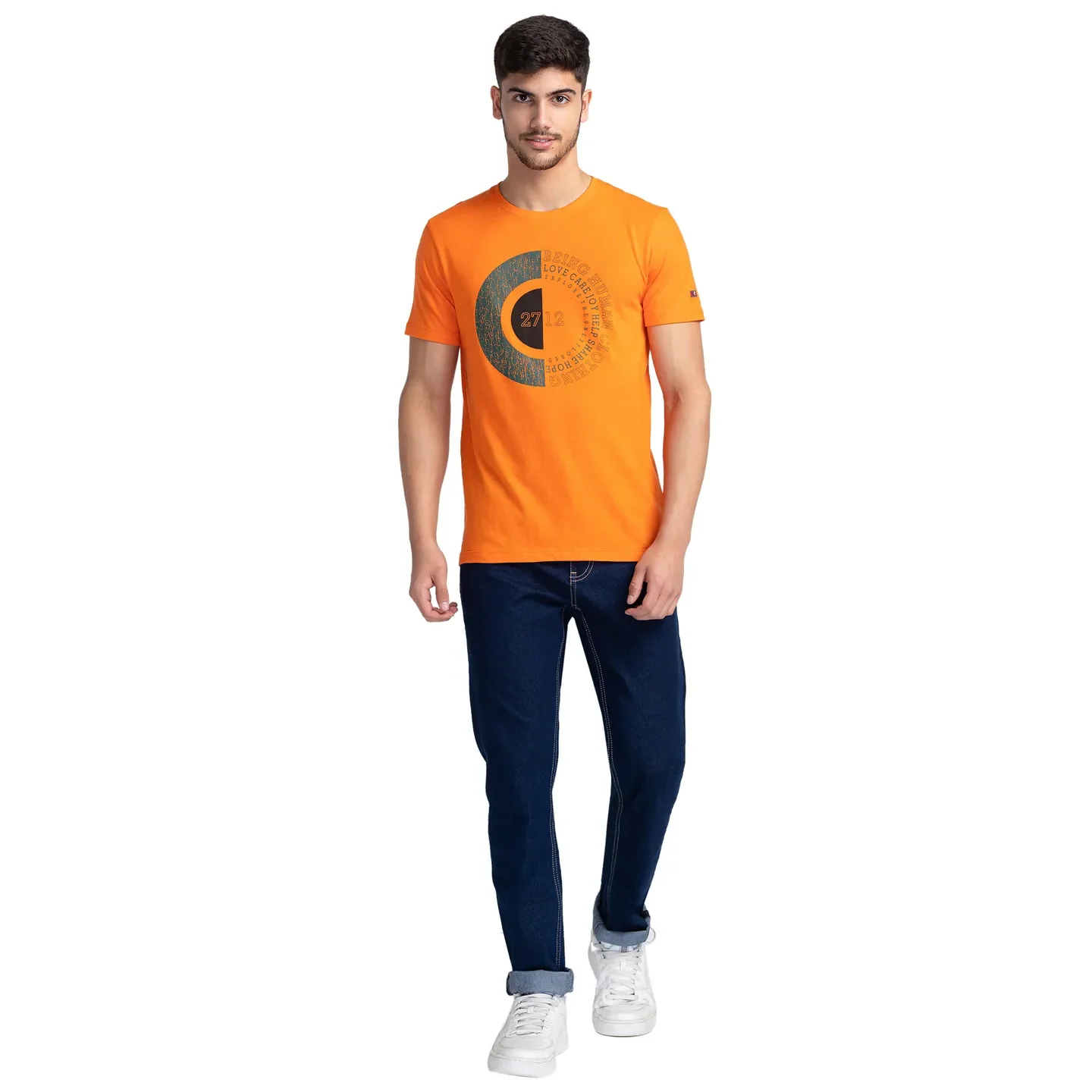 Blue Regular Fit Men's Short Sleeves T-Shirt by Being Human Clothing - Image 2