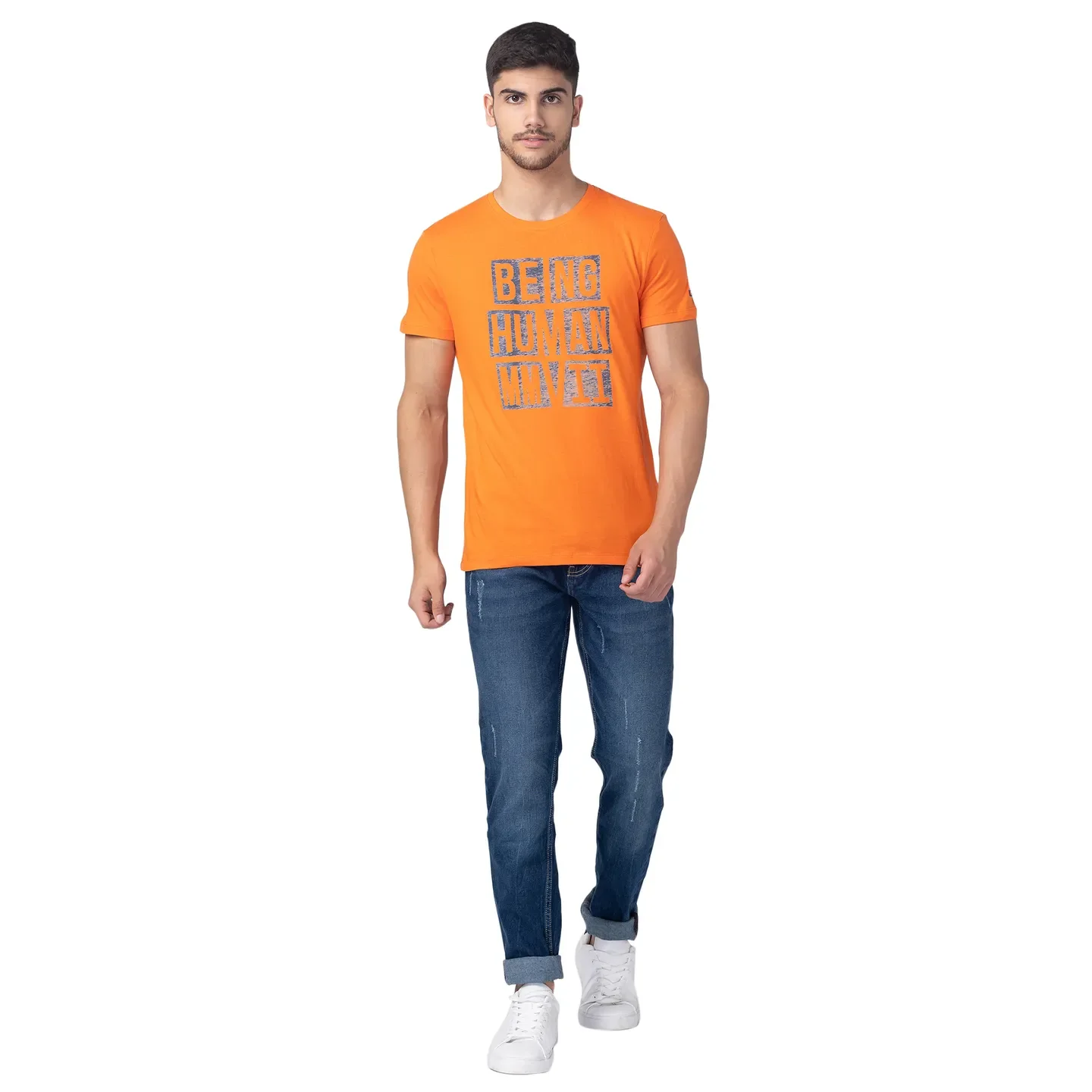 Blue Regular Fit Men's Short Sleeves T-Shirt by Being Human Clothing - Image 5