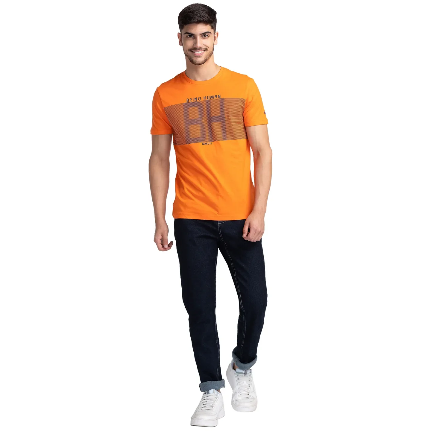 Blue Regular Fit Men's Short Sleeves T-Shirt by Being Human Clothing - Image 2