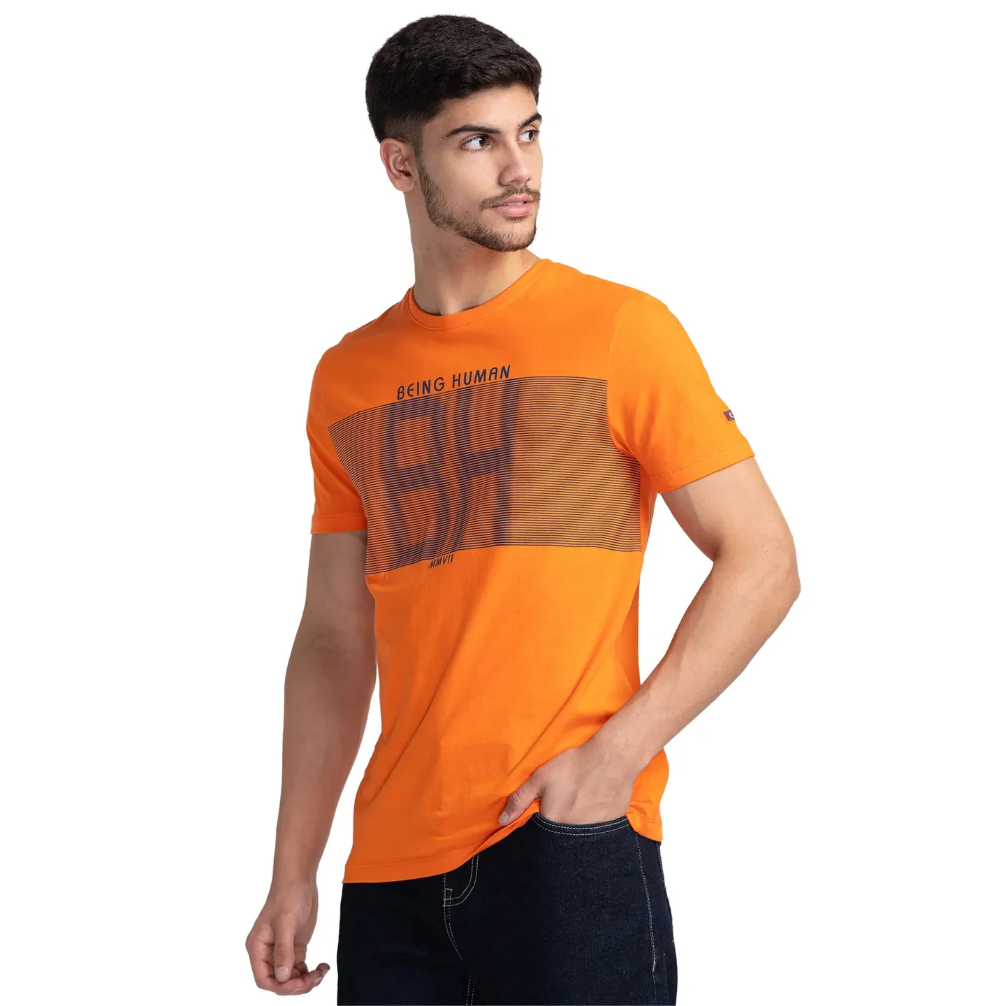 Blue Regular Fit Men's Short Sleeves T-Shirt by Being Human Clothing - Image 4