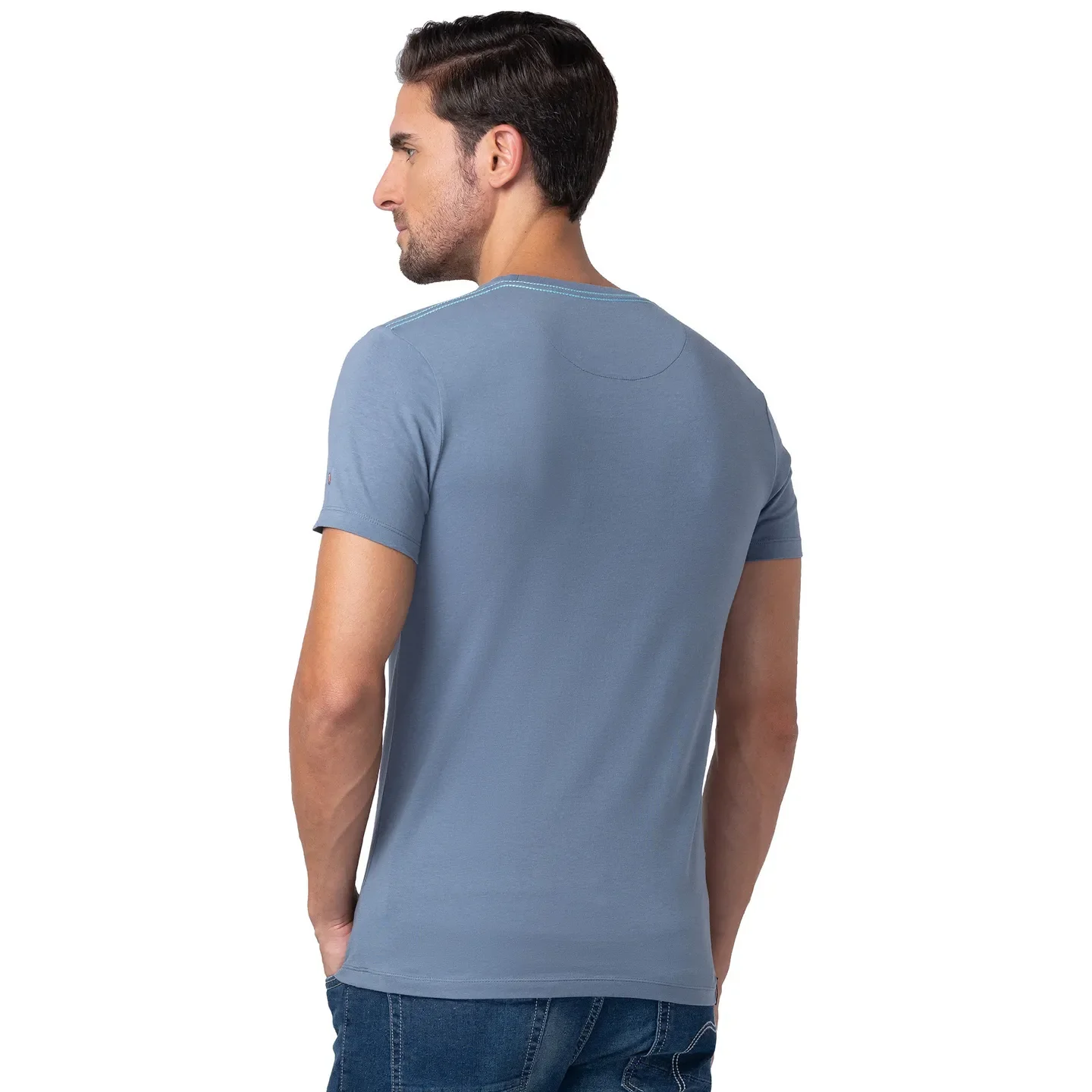 Blue Regular Fit Men's Short Sleeves T-Shirt by Being Human Clothing - Image 3