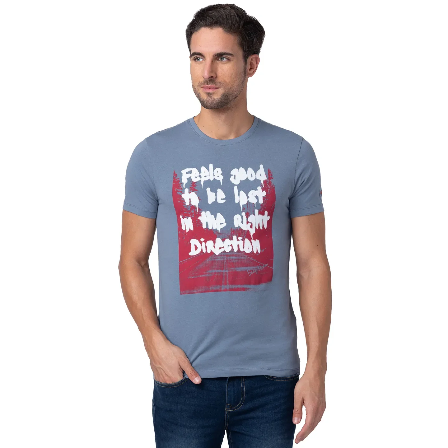 Blue Regular Fit Men's Short Sleeves T-Shirt by Being Human Clothing