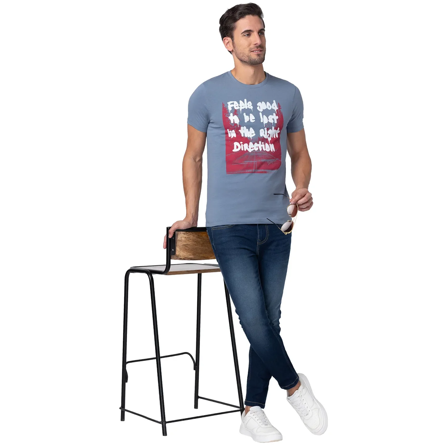 Blue Regular Fit Men's Short Sleeves T-Shirt by Being Human Clothing - Image 6
