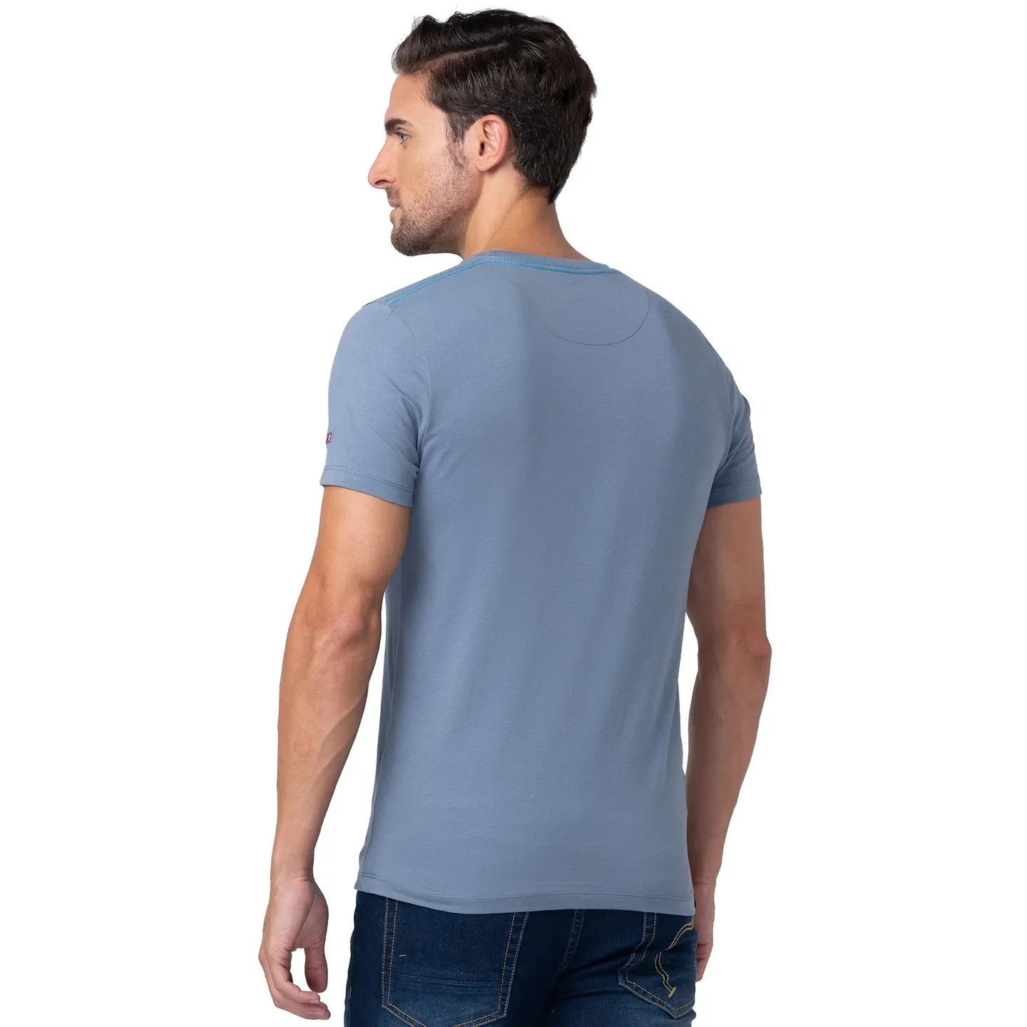 Blue Regular Fit Men's Short Sleeves T-Shirt by Being Human Clothing - Image 3