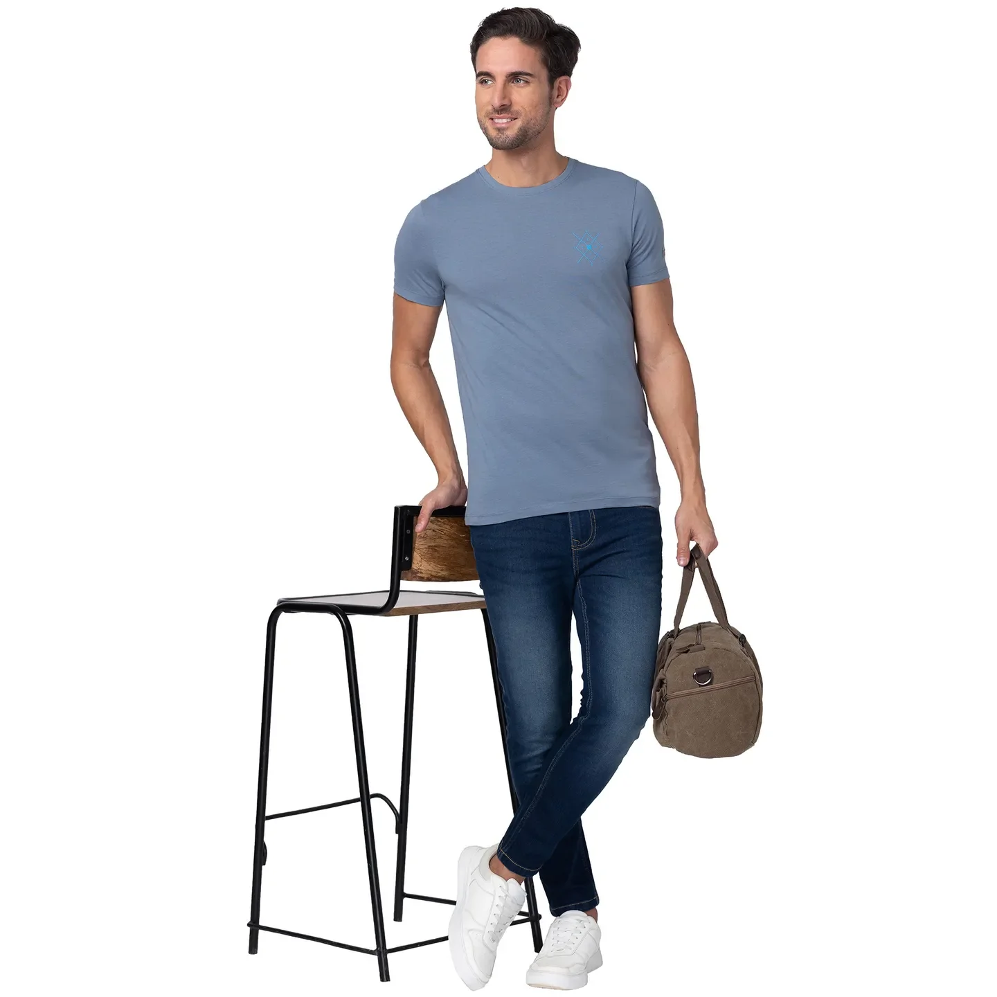 Blue Regular Fit Men's Short Sleeves T-Shirt by Being Human Clothing - Image 6