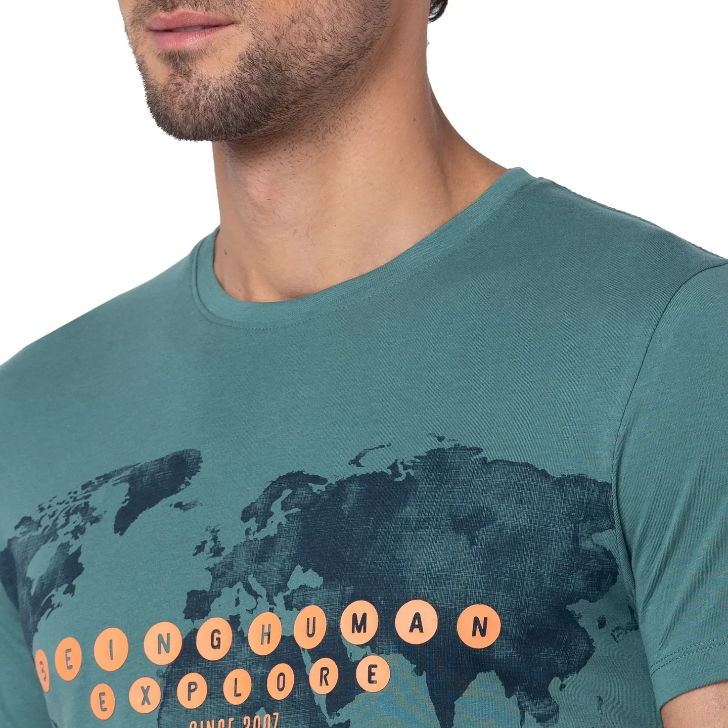 Green Regular Fit Men's Short Sleeves T-Shirt by Being Human Clothing - Image 5