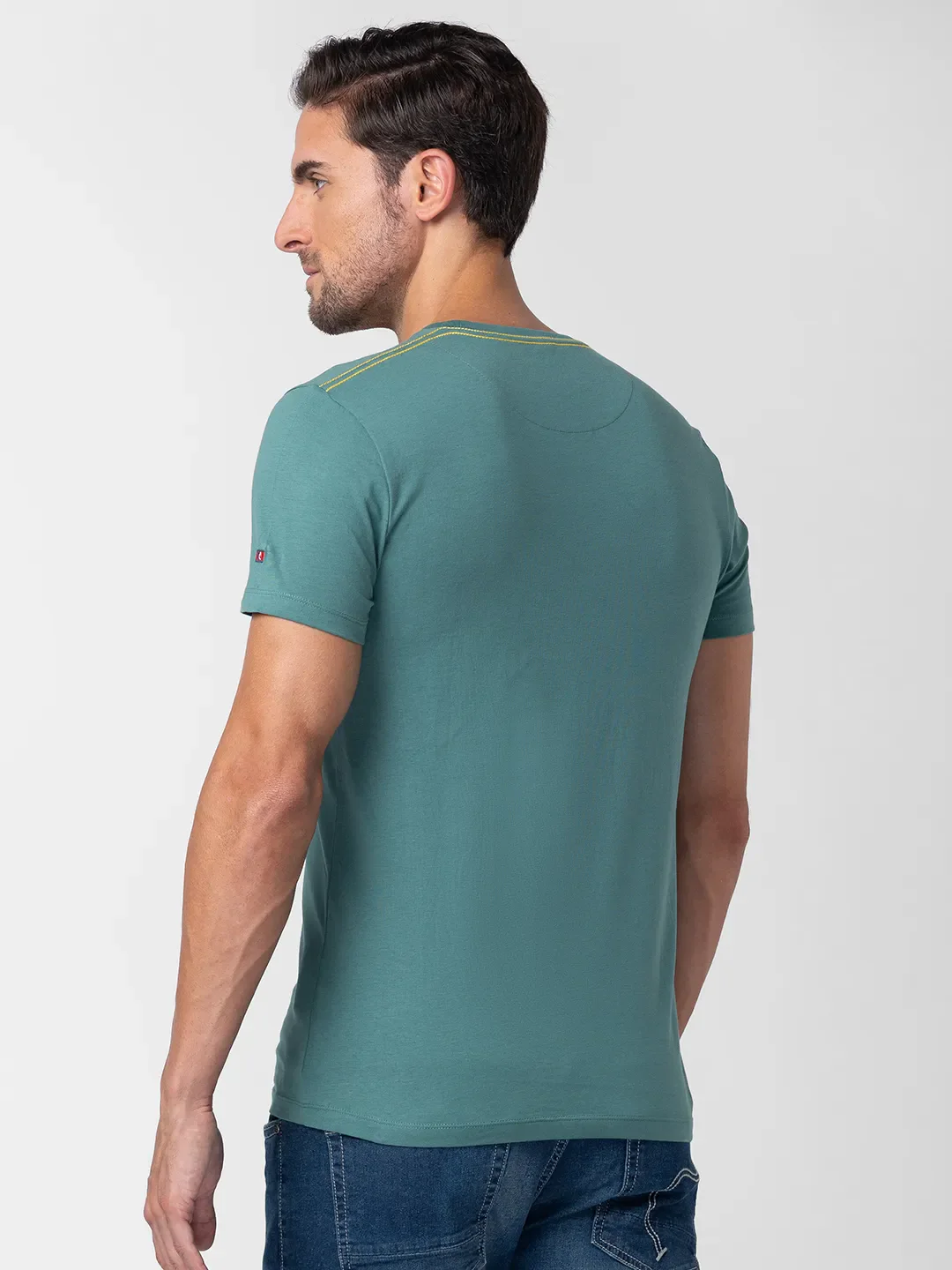 Green Regular Fit Men's Short Sleeves T-Shirt by Being Human Clothing - Image 3