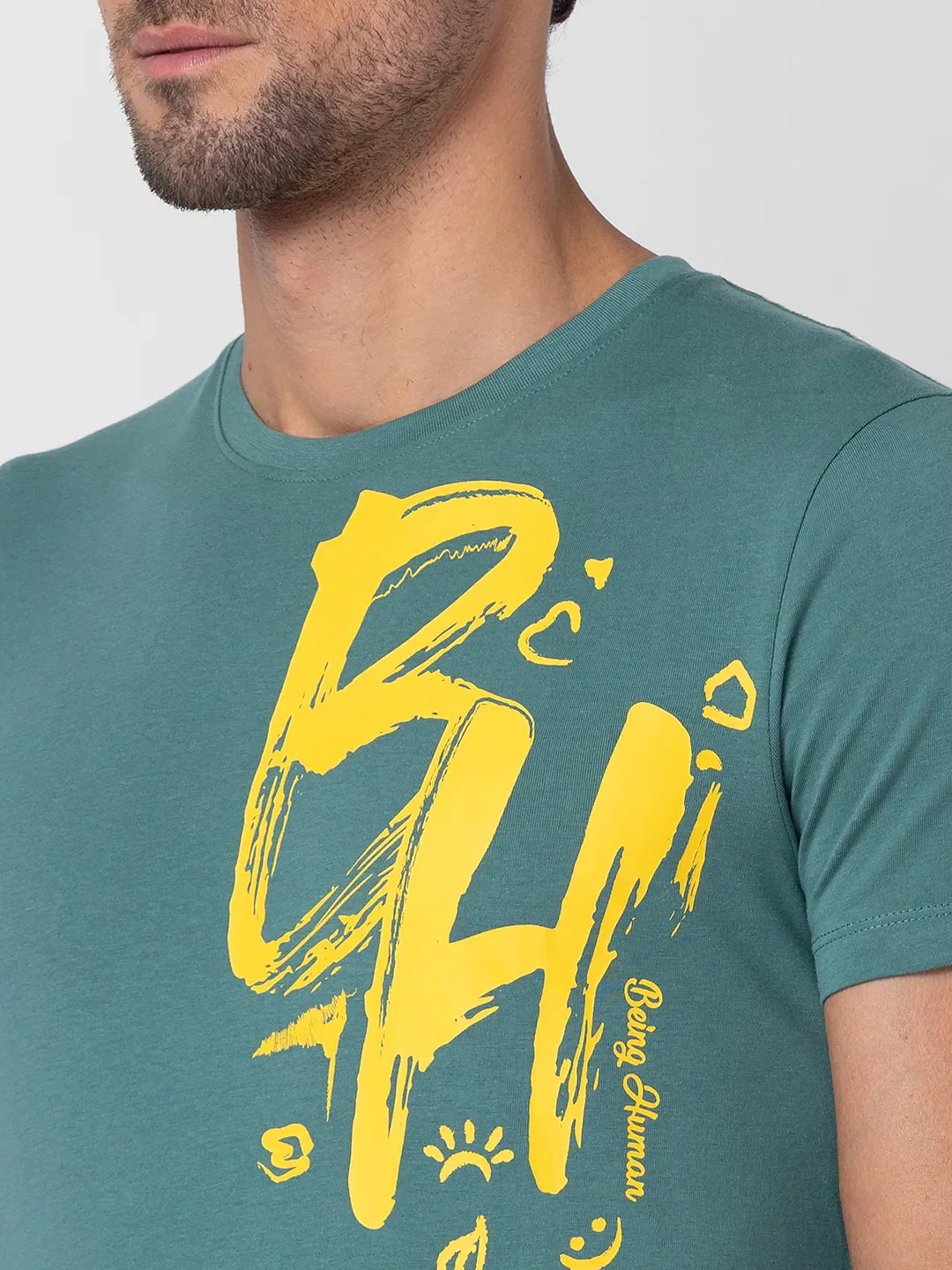 Green Regular Fit Men's Short Sleeves T-Shirt by Being Human Clothing - Image 5