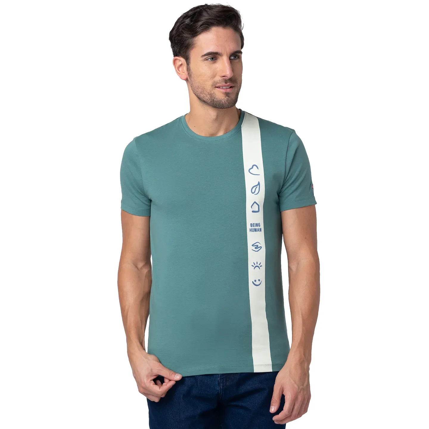 Green Regular Fit Men's Short Sleeves T-Shirt by Being Human Clothing