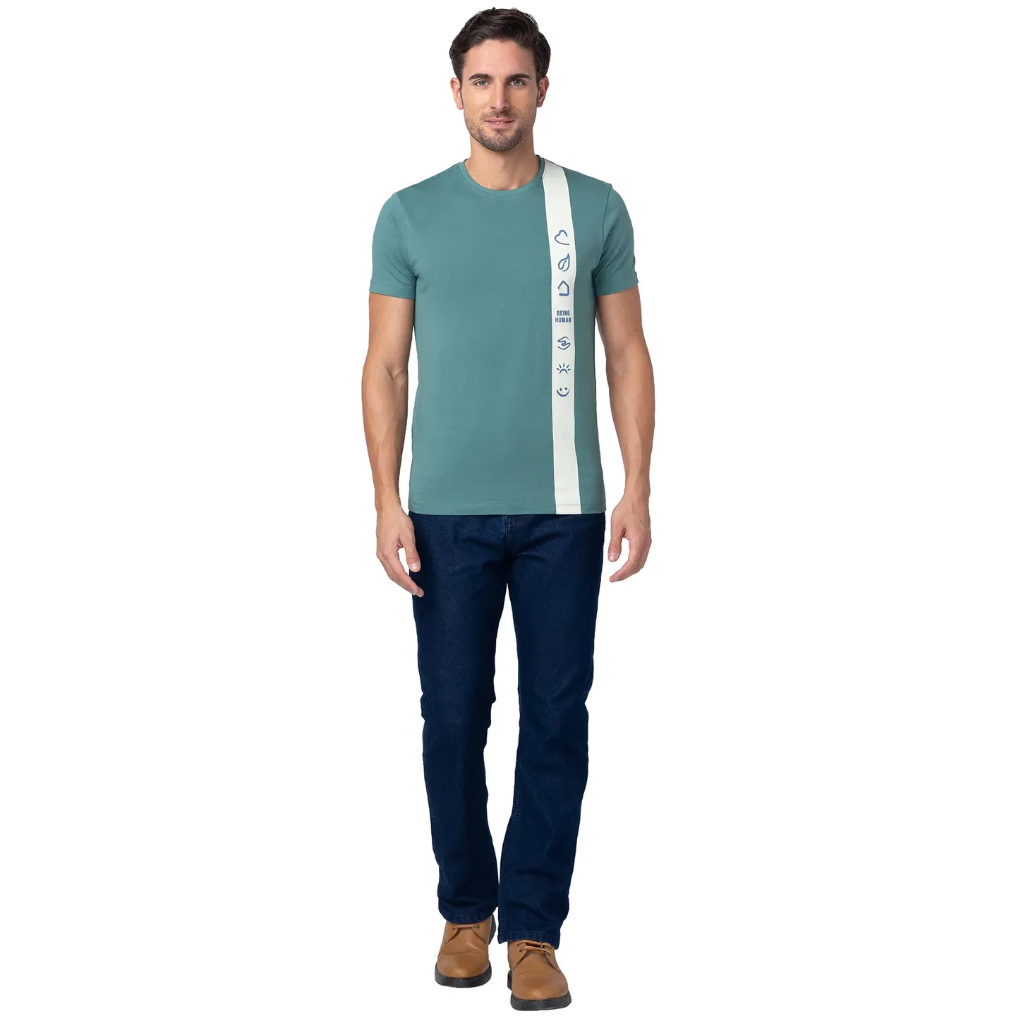 Green Regular Fit Men's Short Sleeves T-Shirt by Being Human Clothing - Image 2