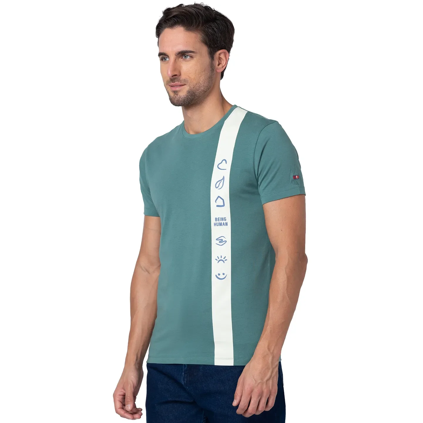 Green Regular Fit Men's Short Sleeves T-Shirt by Being Human Clothing - Image 4
