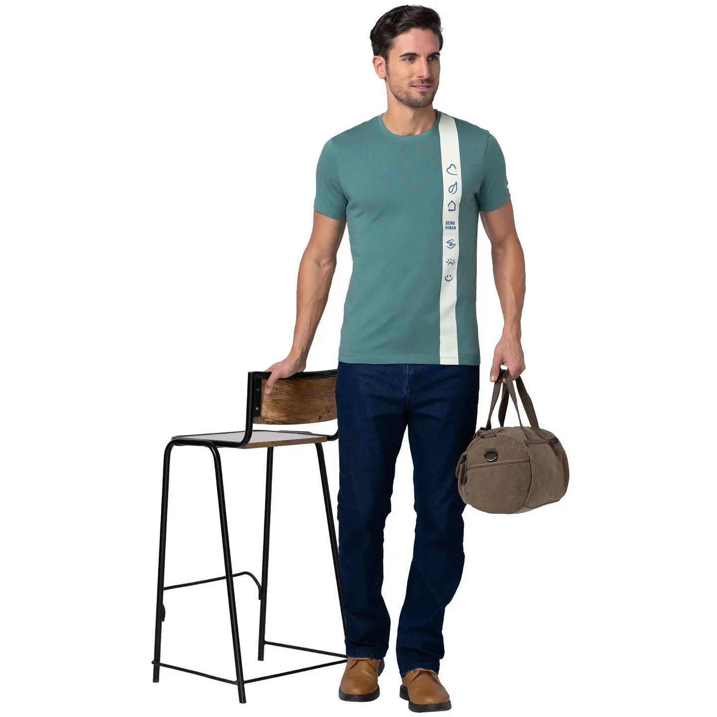Green Regular Fit Men's Short Sleeves T-Shirt by Being Human Clothing - Image 6