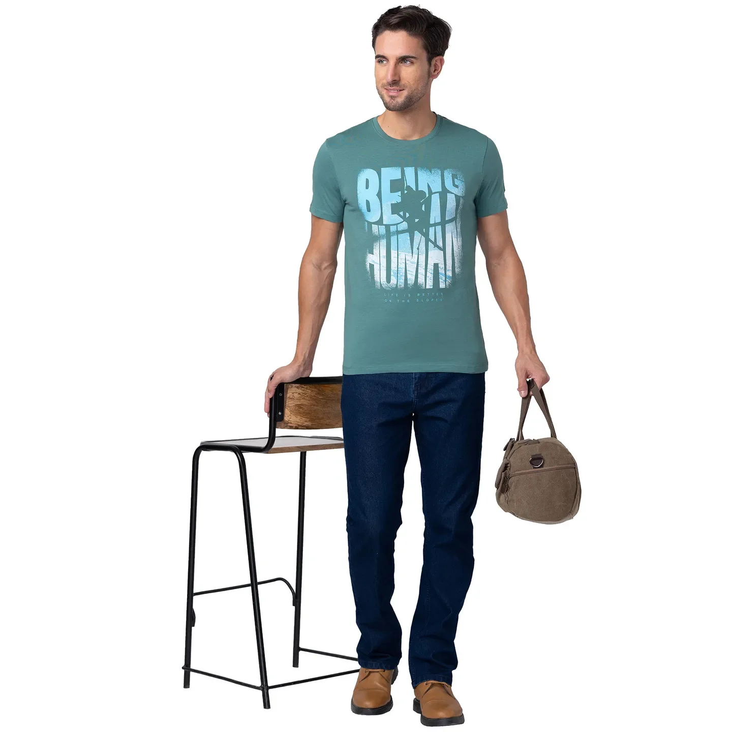 Foliage Green Regular Fit Round Neck Men's T-Shirt by Being Human Clothing - Image 6