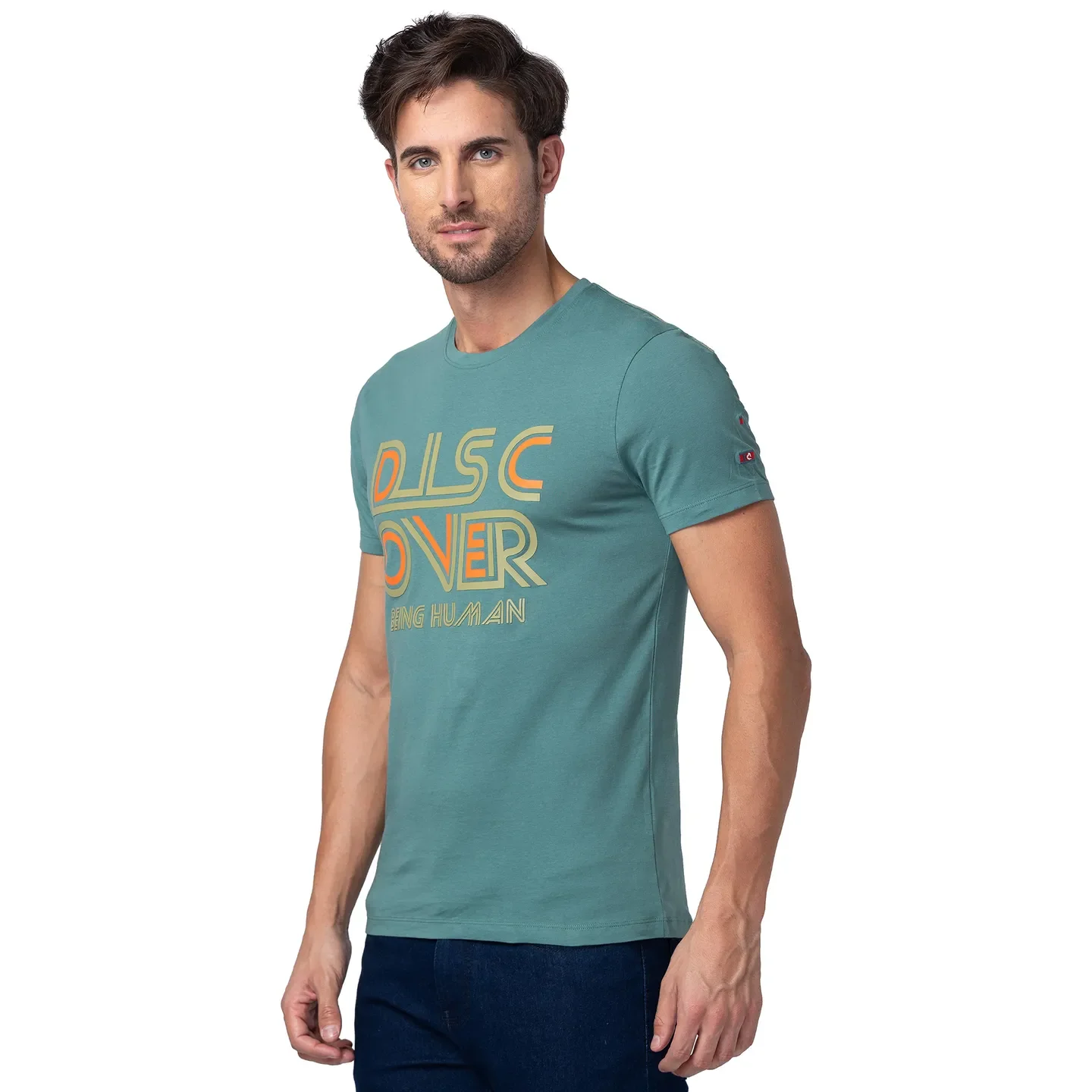 Green Regular Fit Men's Short Sleeves T-Shirt by Being Human Clothing - Image 4