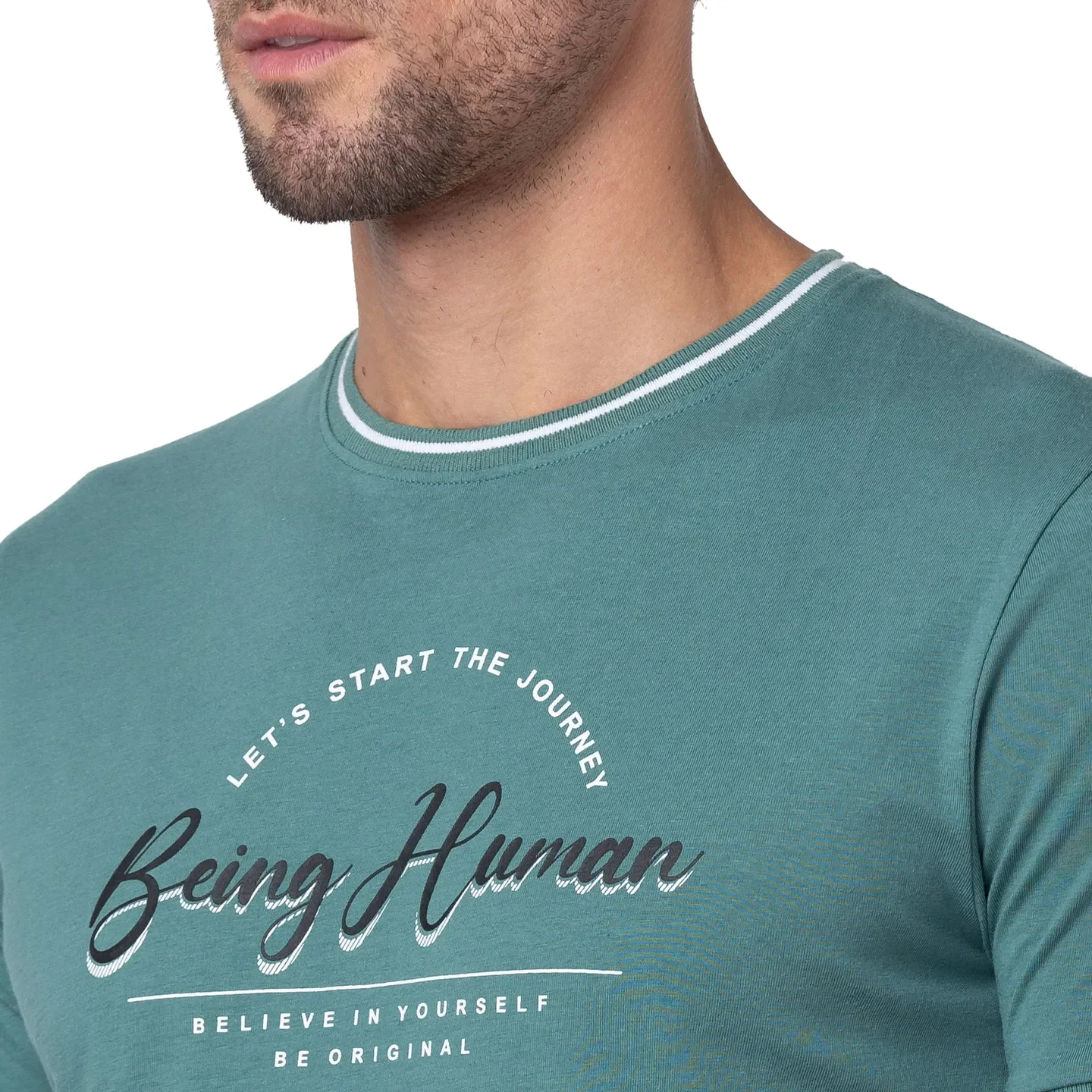 Foliage Green Regular Fit Round Neck Men's T-Shirt by Being Human Clothing - Image 5