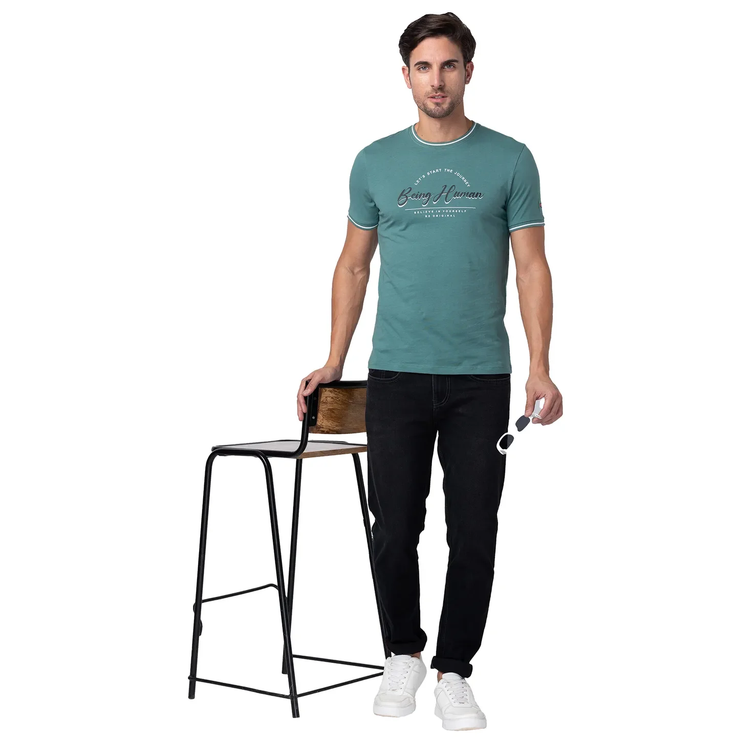 Foliage Green Regular Fit Round Neck Men's T-Shirt by Being Human Clothing - Image 6