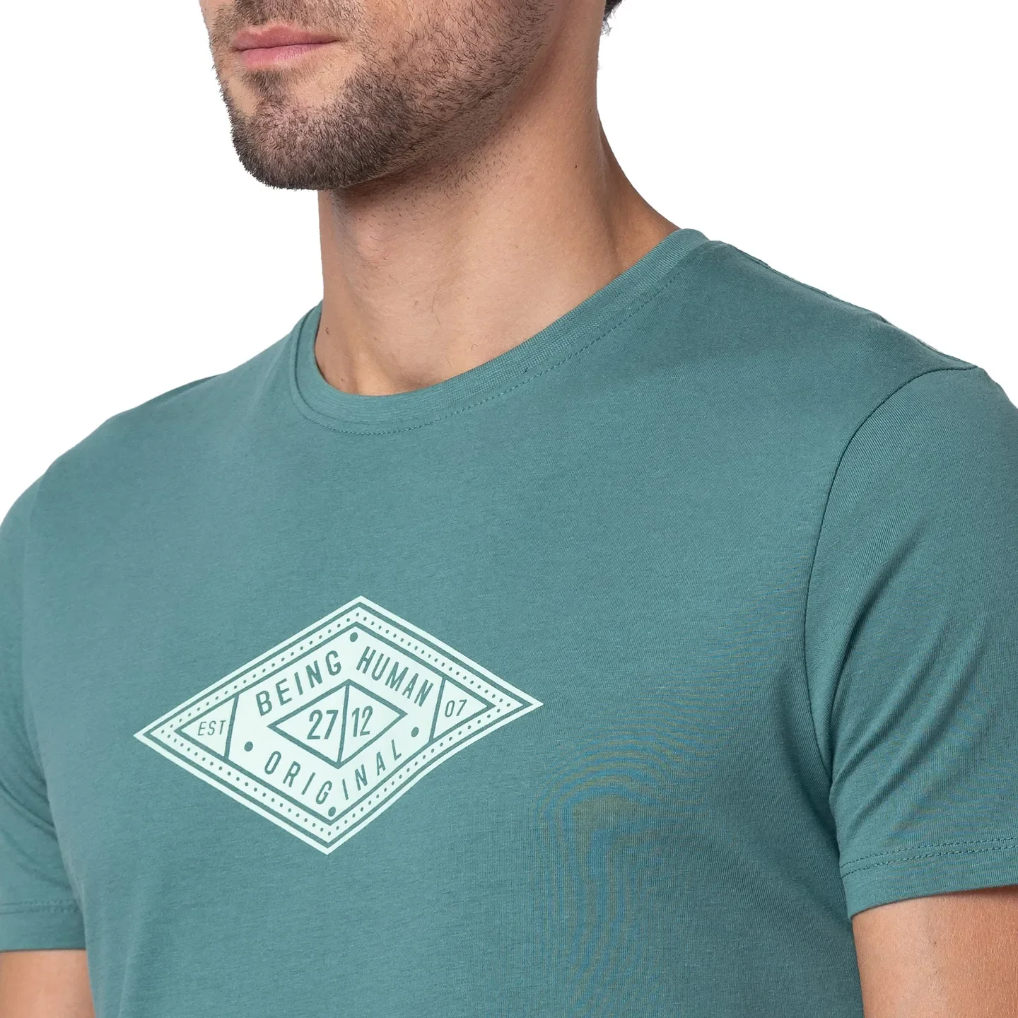 Green Regular Fit Men's Short Sleeves T-Shirt by Being Human Clothing - Image 5