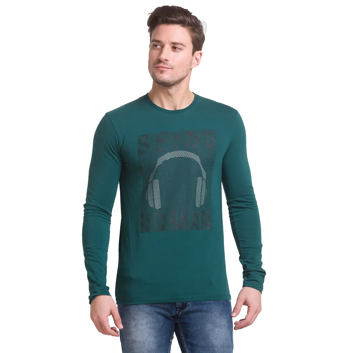 Forest Green Regular Fit Round Neck Men's T-Shirt by Being Human Clothing - Image 7