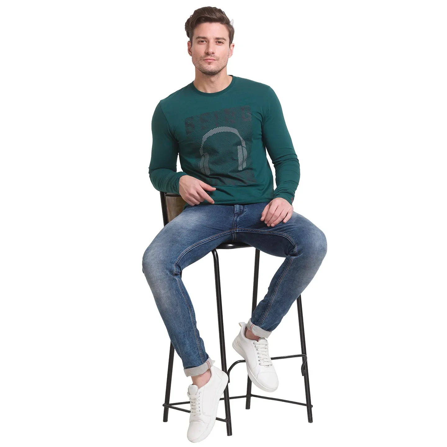Forest Green Regular Fit Round Neck Men's T-Shirt by Being Human Clothing - Image 8