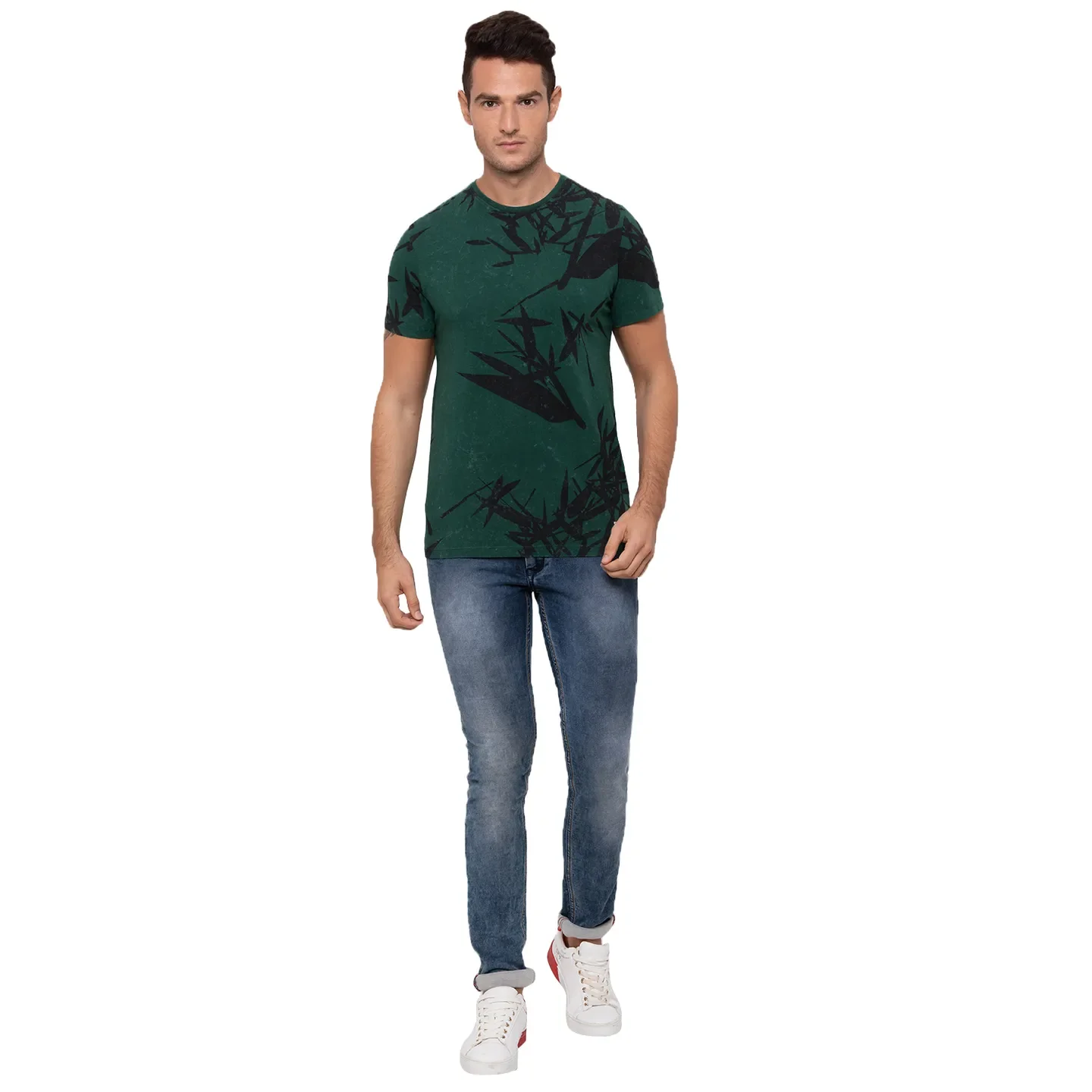 Green Regular Fit Men's T-Shirt by Being Human Clothing - Image 2