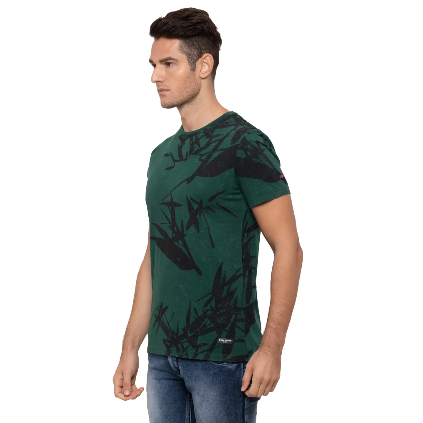 Green Regular Fit Men's T-Shirt by Being Human Clothing - Image 4