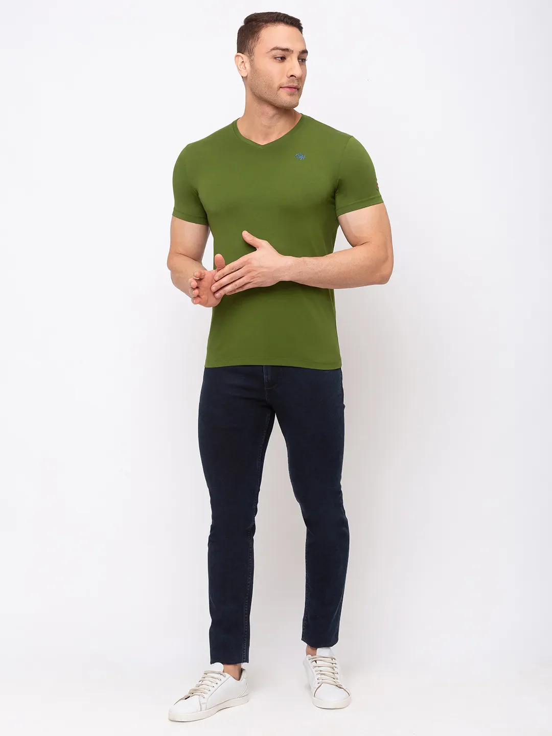 Green Regular Fit Men's Short Sleeves T-Shirt by Being Human Clothing - Image 5