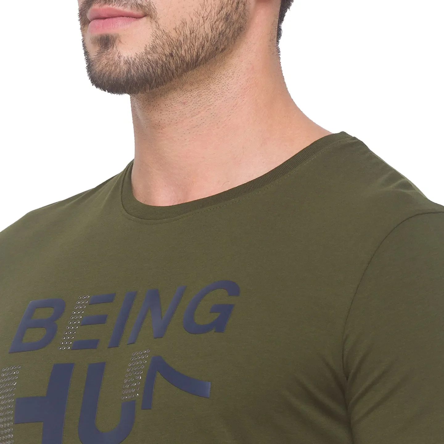 Forest Green Regular Fit Round Neck Mens' T-Shirt by Being Human Clothing - Image 2