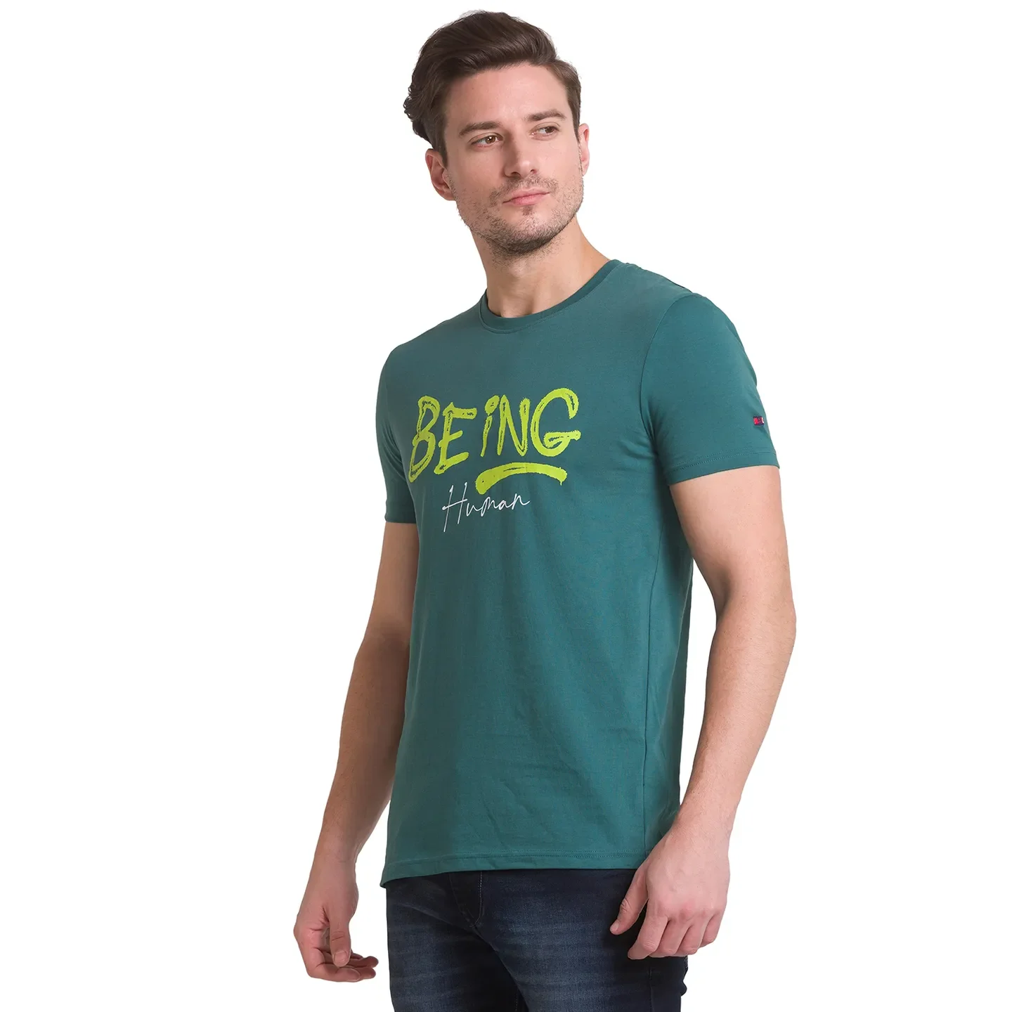 Forest Green Regular Fit Round Neck Men's T-Shirt by Being Human Clothing - Image 5