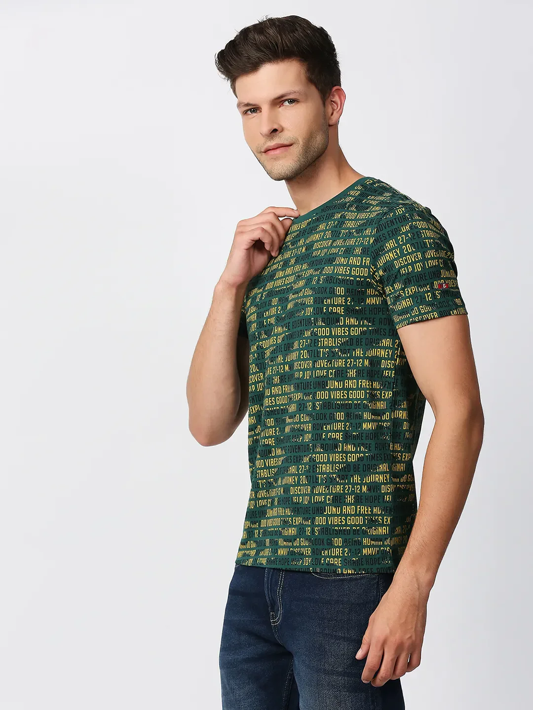 Green Regular Fit Men's Short Sleeves T-Shirt by Being Human Clothing - Image 2