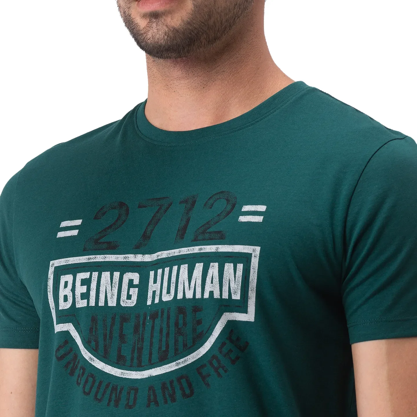Green Regular Fit Men's Short Sleeves T-Shirt by Being Human Clothing - Image 5
