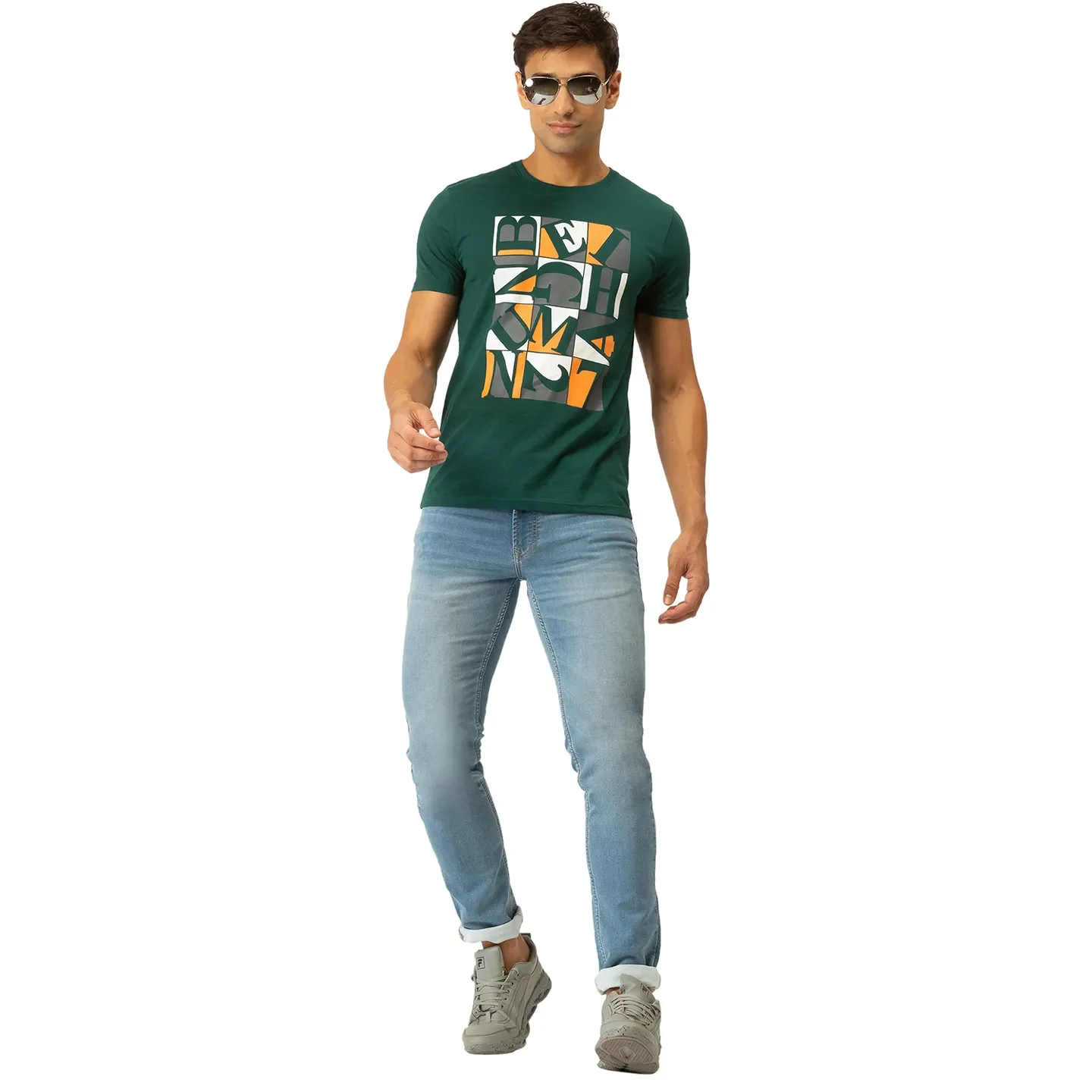 Green Regular Fit Men's Short Sleeves T-Shirt by Being Human Clothing - Image 5
