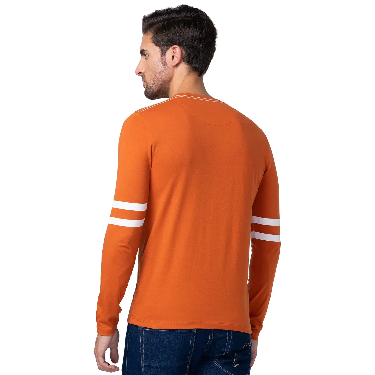 Orange Regular Fit Men's Long Sleeves T-Shirt by Being Human Clothing - Image 3