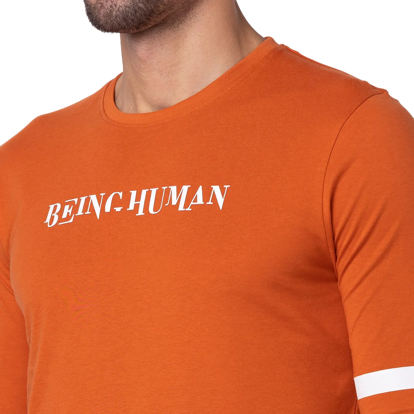 Orange Regular Fit Men's Long Sleeves T-Shirt by Being Human Clothing - Image 4