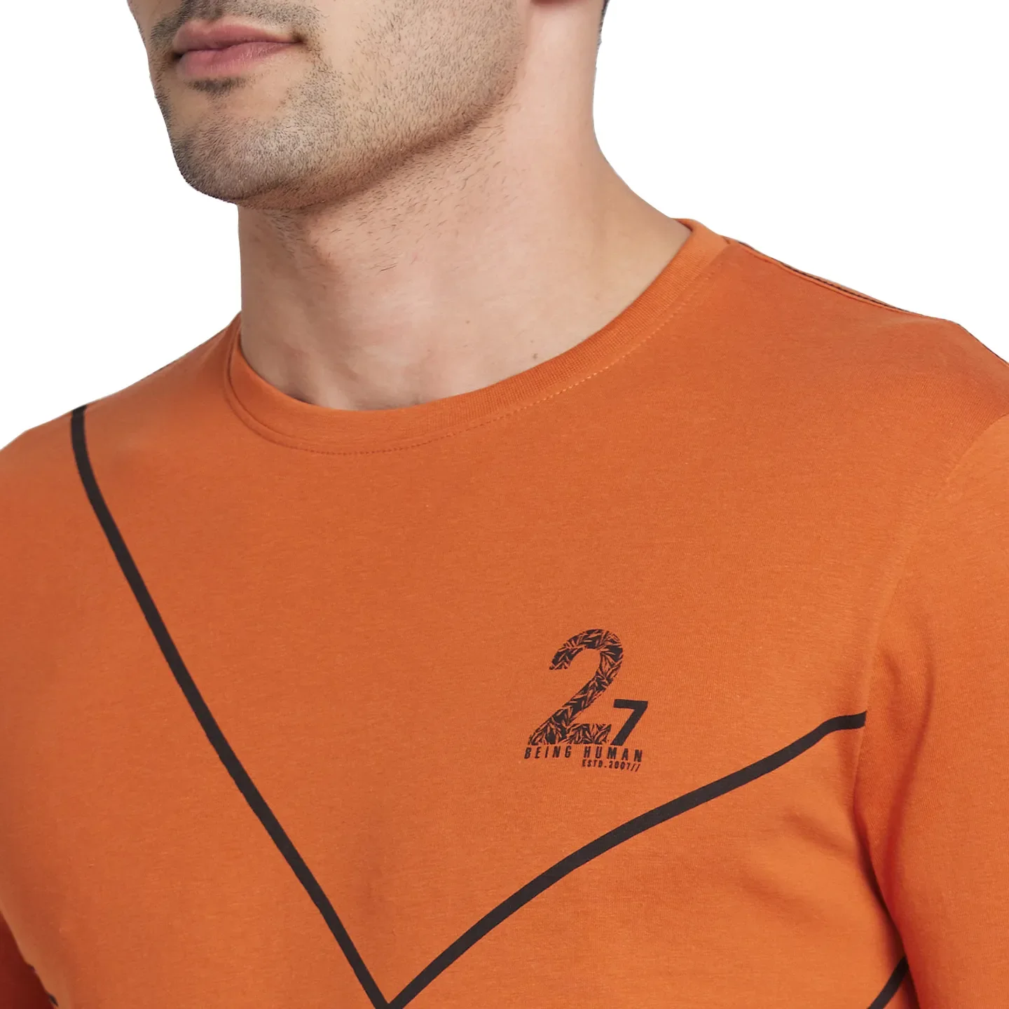 Orange Regular Fit Men's Long Sleeves T-Shirt by Being Human Clothing - Image 4