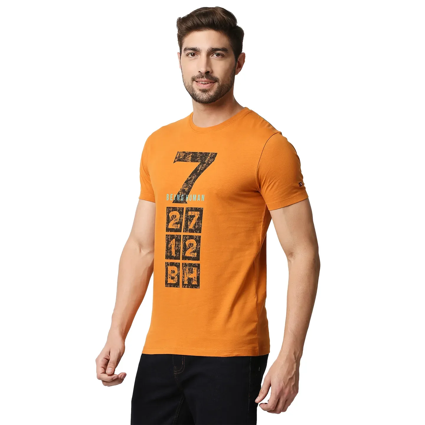 Yellow Regular Fit Men's Short Sleeves T-Shirt by Being Human Clothing - Image 2
