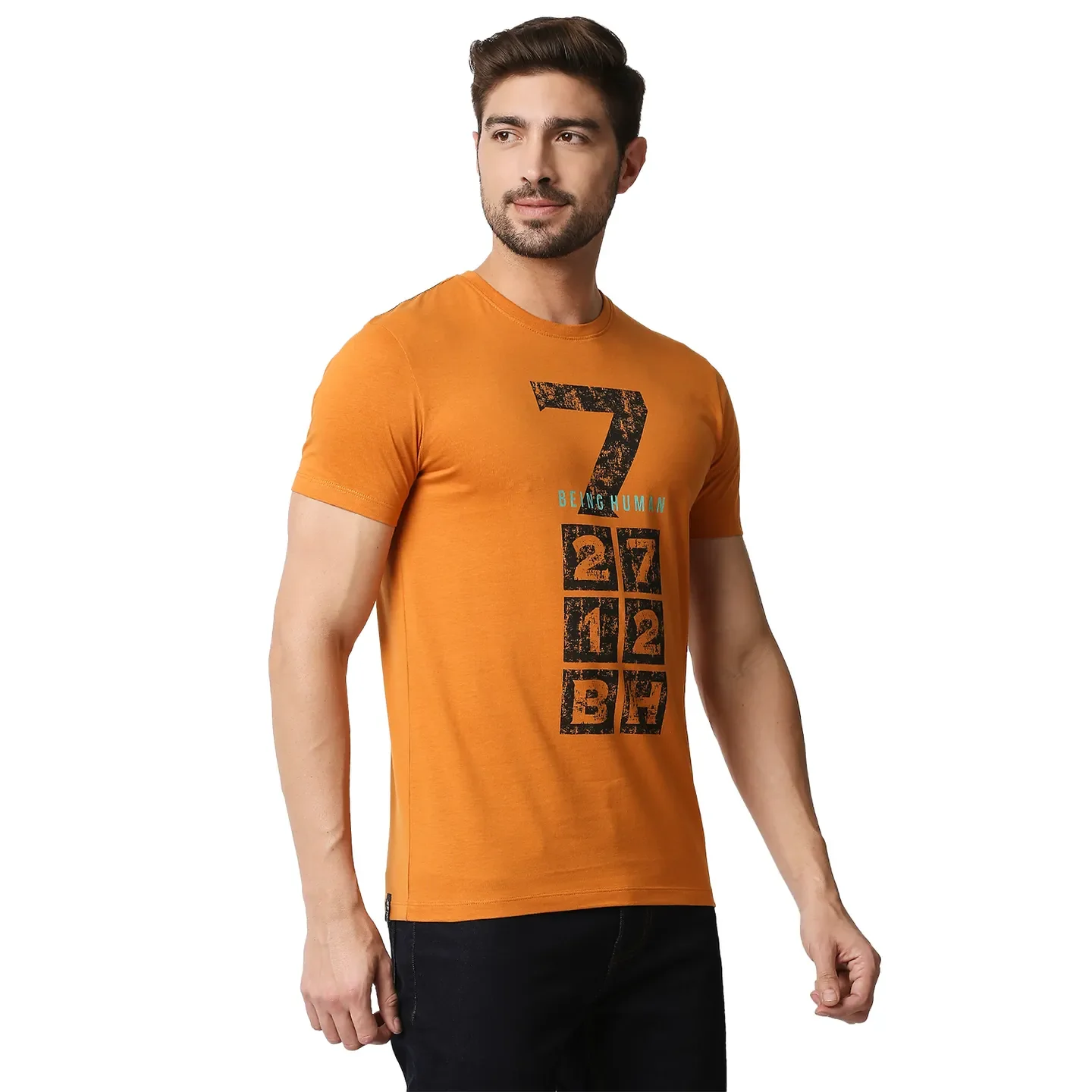 Yellow Regular Fit Men's Short Sleeves T-Shirt by Being Human Clothing - Image 3