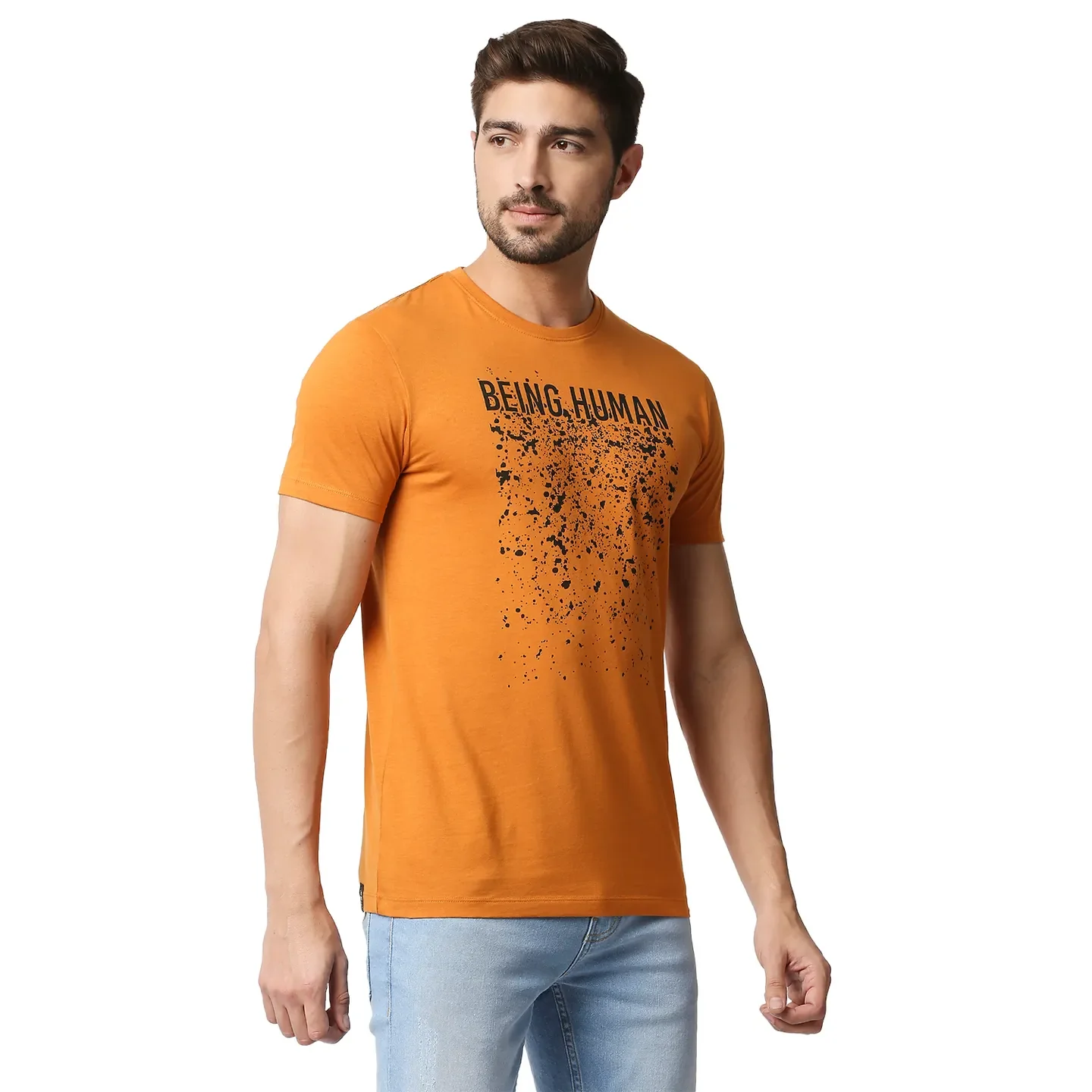 Yellow Regular Fit Men's Short Sleeves T-Shirt by Being Human Clothing - Image 3