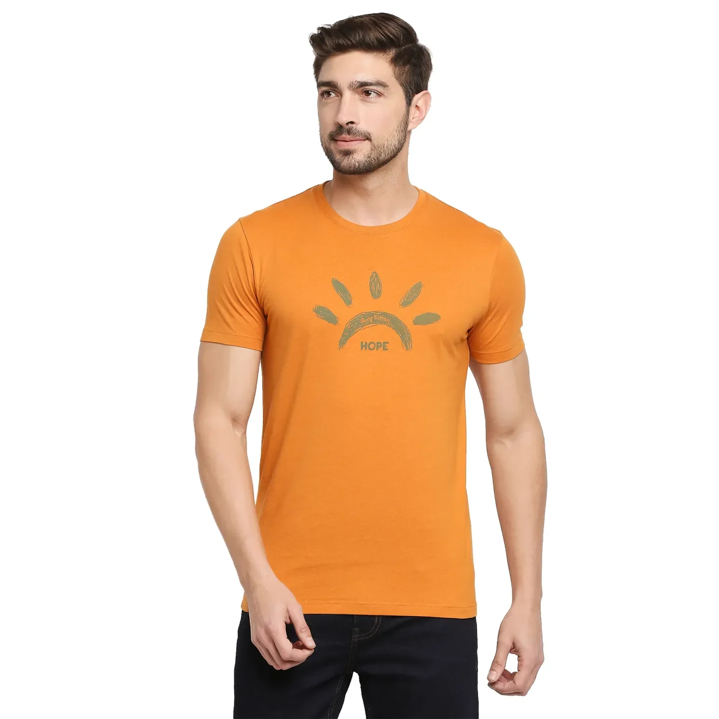 Yellow Regular Fit Men's Short Sleeves T-Shirt by Being Human Clothing