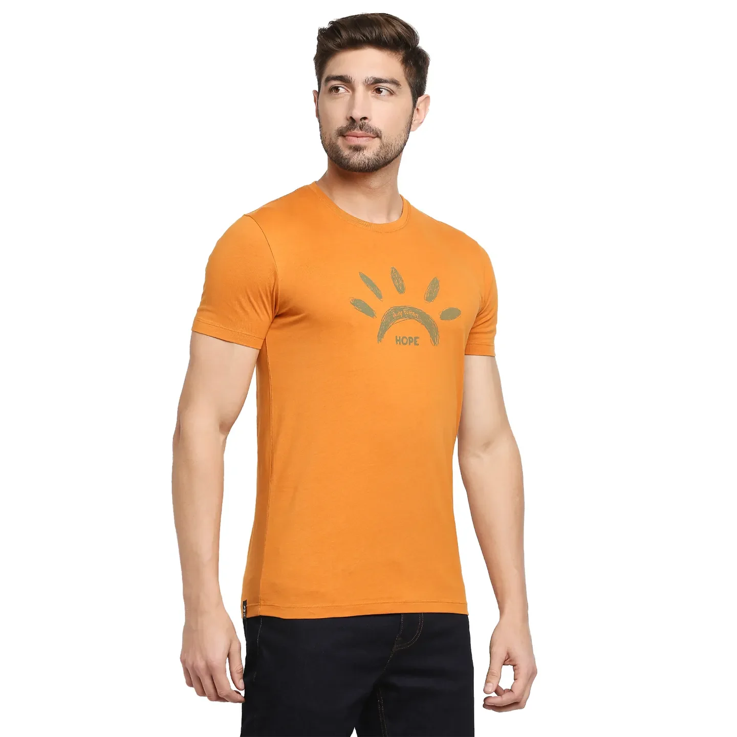 Yellow Regular Fit Men's Short Sleeves T-Shirt by Being Human Clothing - Image 3