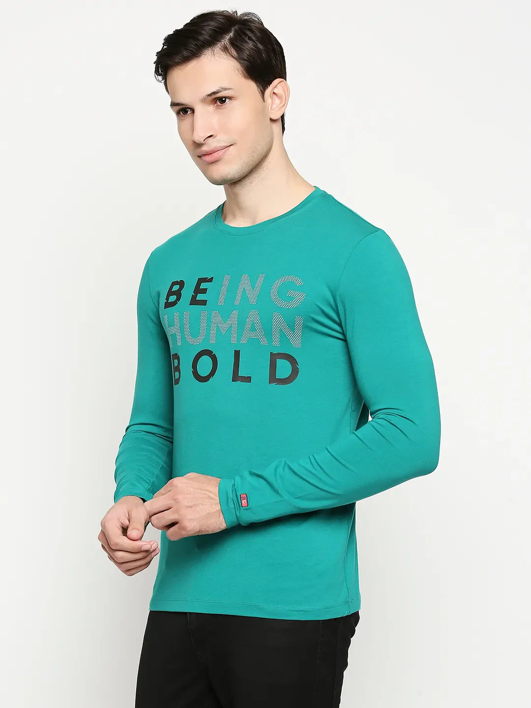 Green Regular Fit Round Neck Men's T-Shirt by Being Human Clothing - Image 2