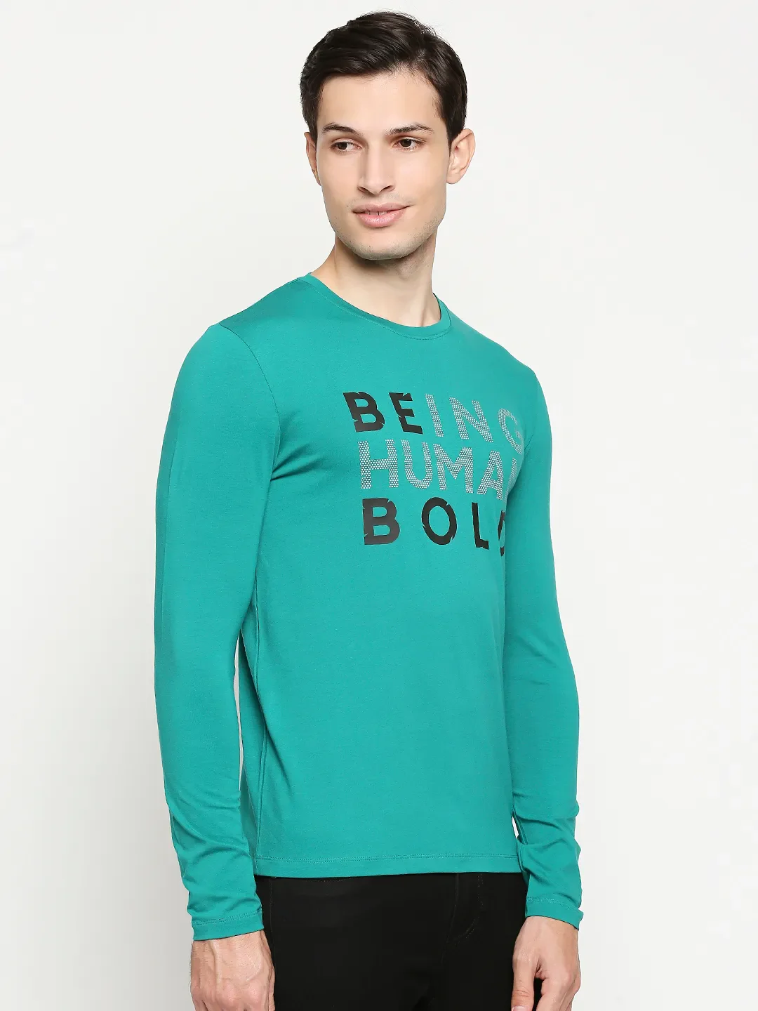 Green Regular Fit Round Neck Men's T-Shirt by Being Human Clothing - Image 3