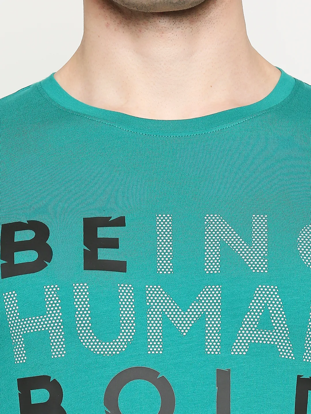 Green Regular Fit Round Neck Men's T-Shirt by Being Human Clothing - Image 5