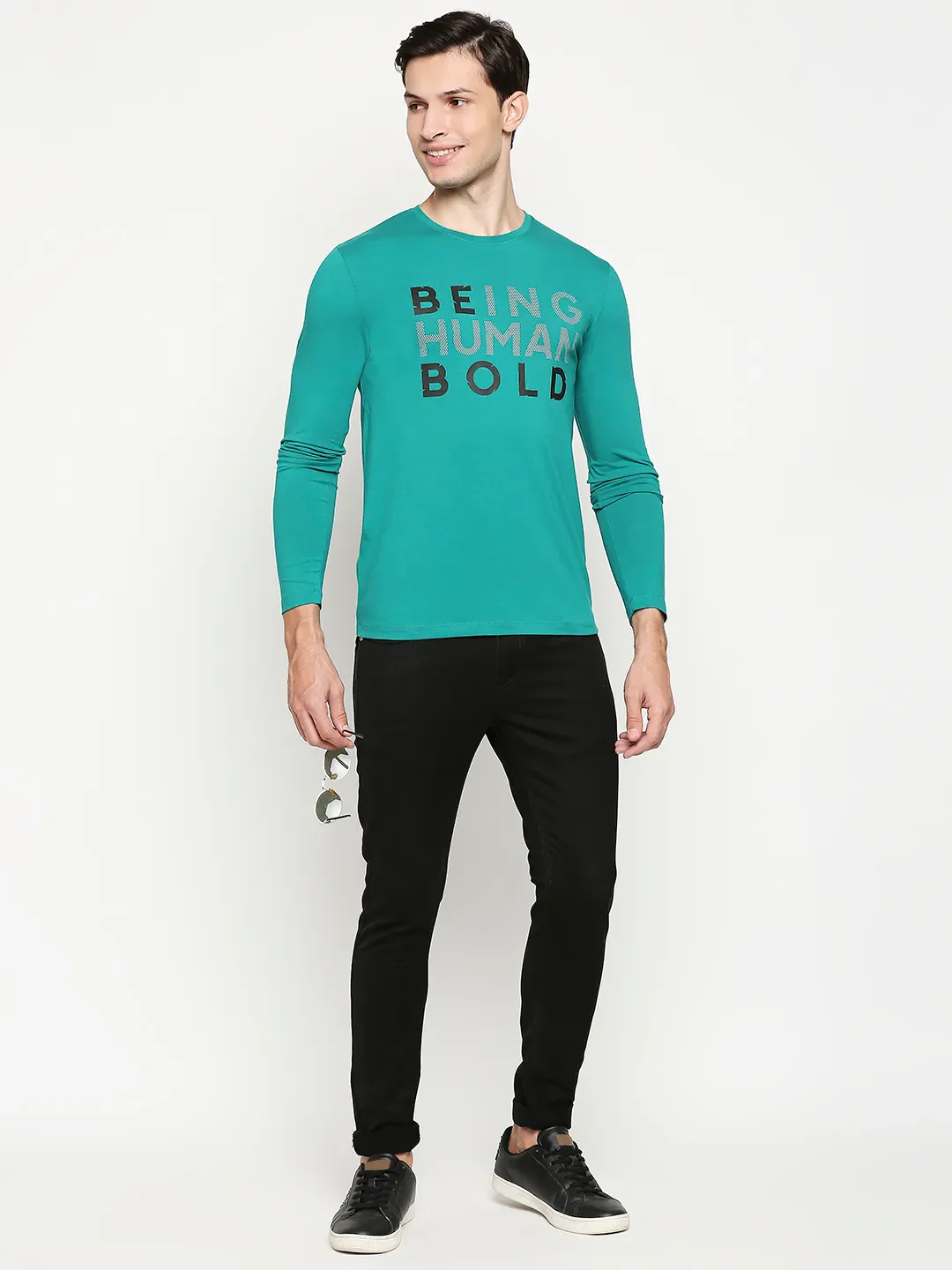 Green Regular Fit Round Neck Men's T-Shirt by Being Human Clothing - Image 6